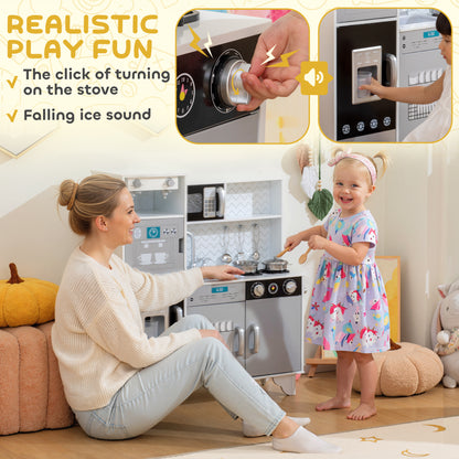 Kids Play Kitchen Toy Kitchen with Stove Sounds, Ice & Coffee Maker