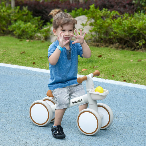 Kids Balance Bike for 1-3 Years Old with Adjustable Seat, White