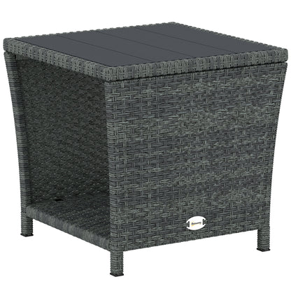 Side Table 2-Tier with Storage Shelf/Grey
