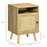 Nightstand, Rattan Bedside Table w/ Cabinet, Shelf, Natural