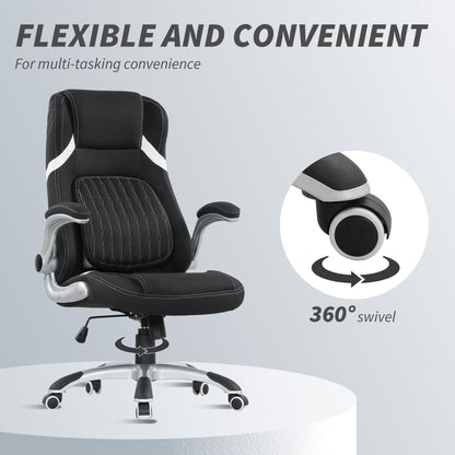 Fabric Office Desk Chair w/ Adjustable Height Tilt Function Black