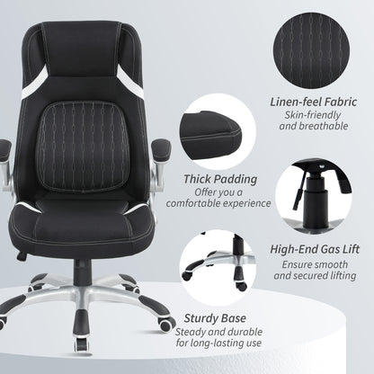 Fabric Office Desk Chair w/ Adjustable Height Tilt Function Black