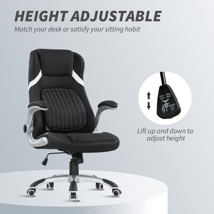 Fabric Office Desk Chair w/ Adjustable Height Tilt Function Black