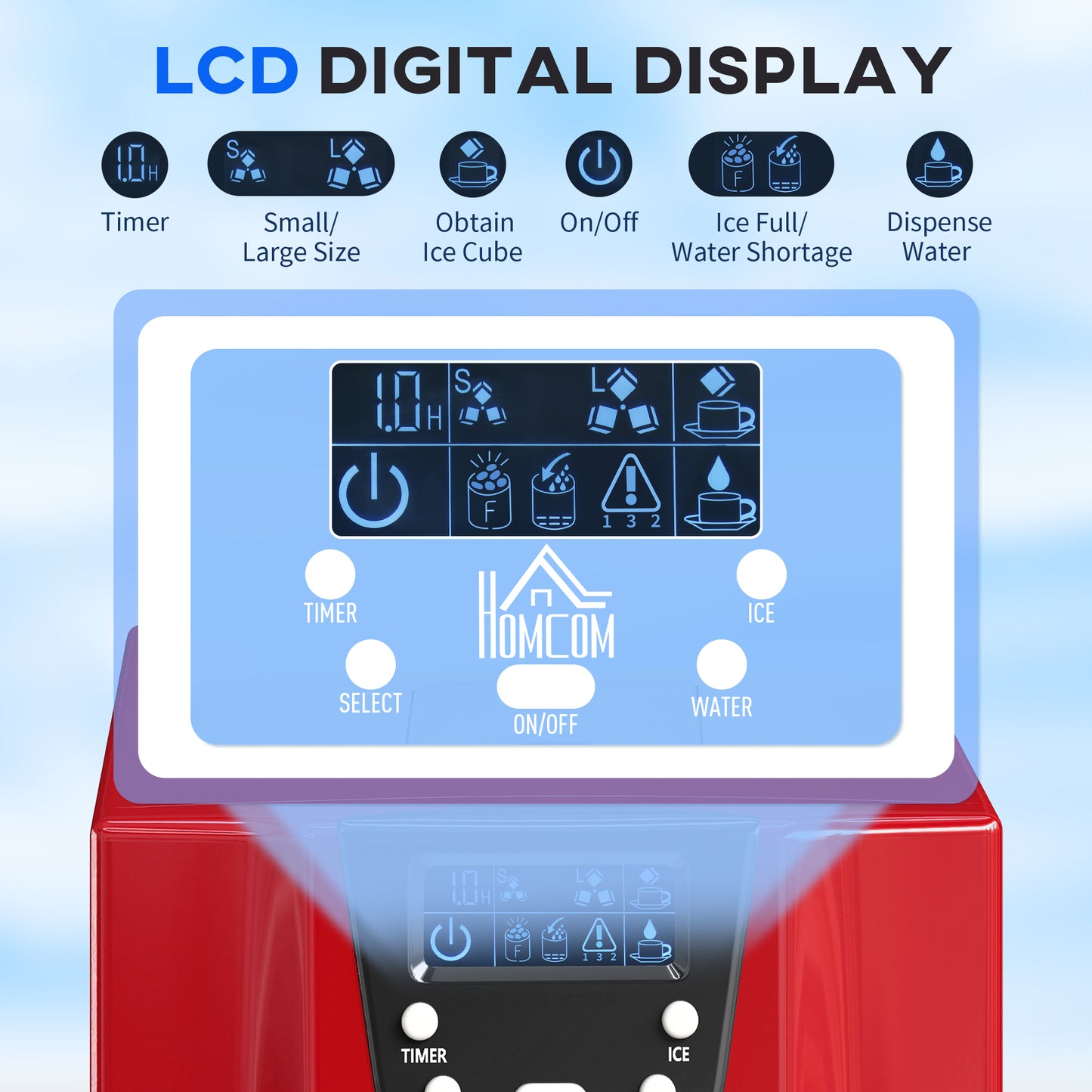 Ice Maker Machine and Water Dispenser 9 Ice Cubes Ready in 6-10 Mins