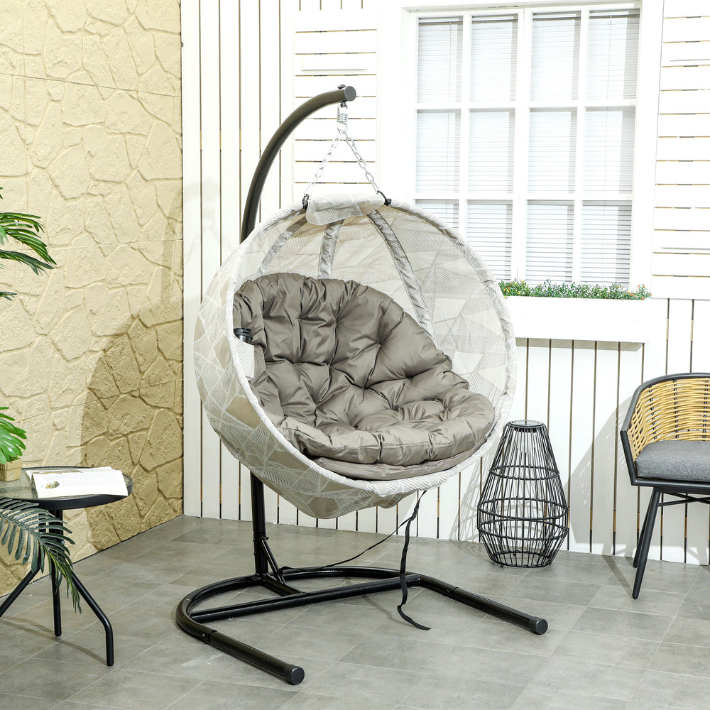 Hanging Egg Chair Outdoor Indoor Swing Chair, Folding Basket, Sand