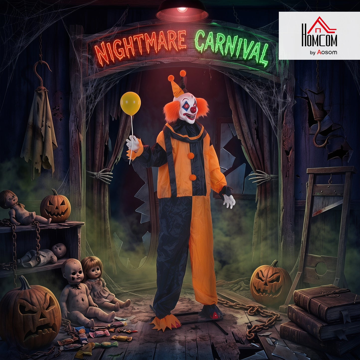 190 cm Life Size Animated Clown Halloween Decorations Outdoor Indoor