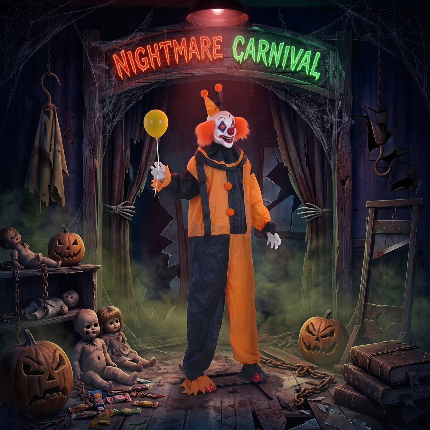 190 cm Life Size Animated Clown Halloween Decorations Outdoor Indoor