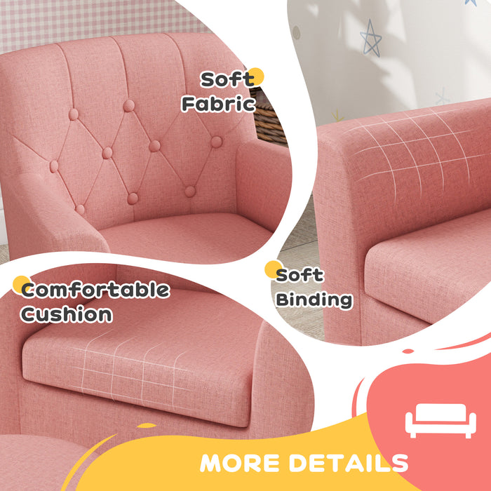 Kids Sofa Set with Footrest for Playroom Bedroom, Pink