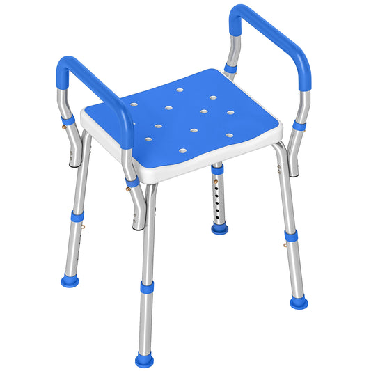 Rust-Free Aluminium Bath Chair with Adjustable Height, Dark Blue