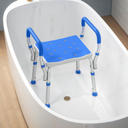 Rust-Free Aluminium Bath Chair with Adjustable Height, Dark Blue