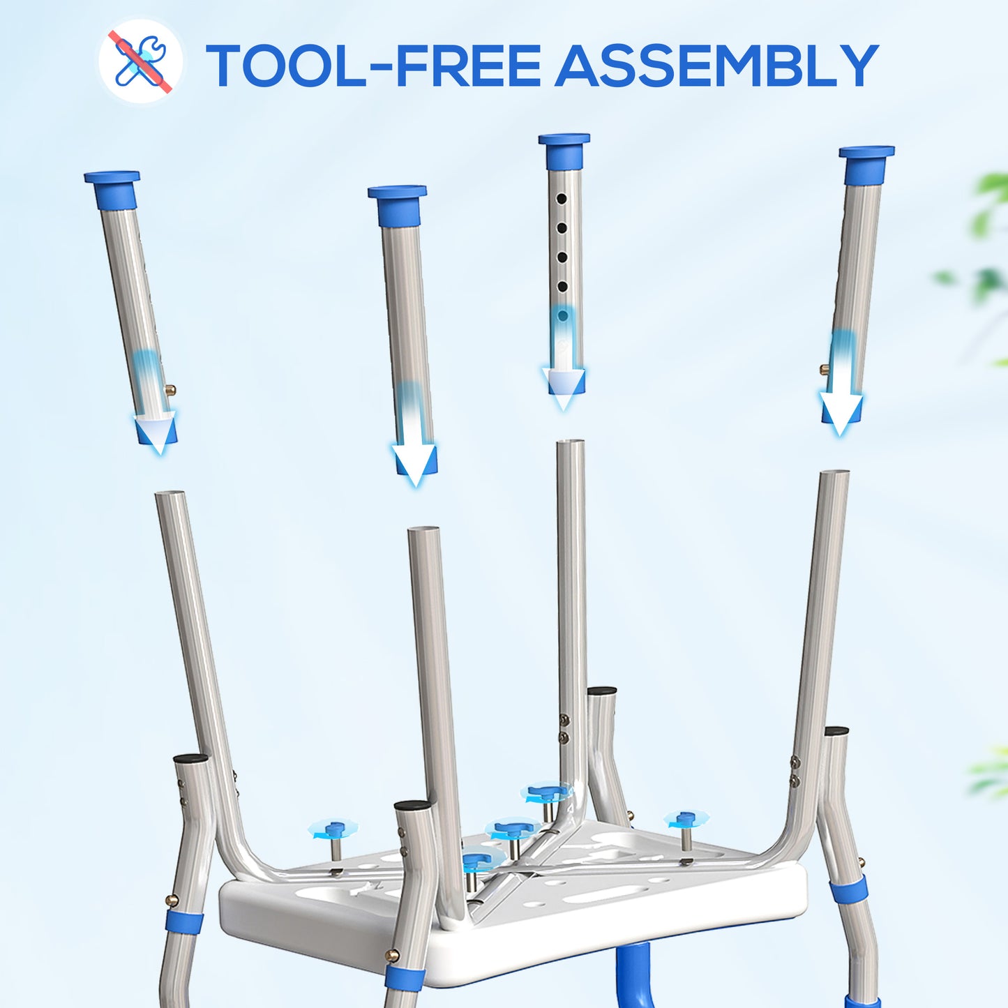 Rust-Free Aluminium Bath Chair with Adjustable Height, Dark Blue