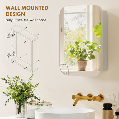 Wall Mounted Bathroom Cabinet with Mirror Adjustable Shelves White
