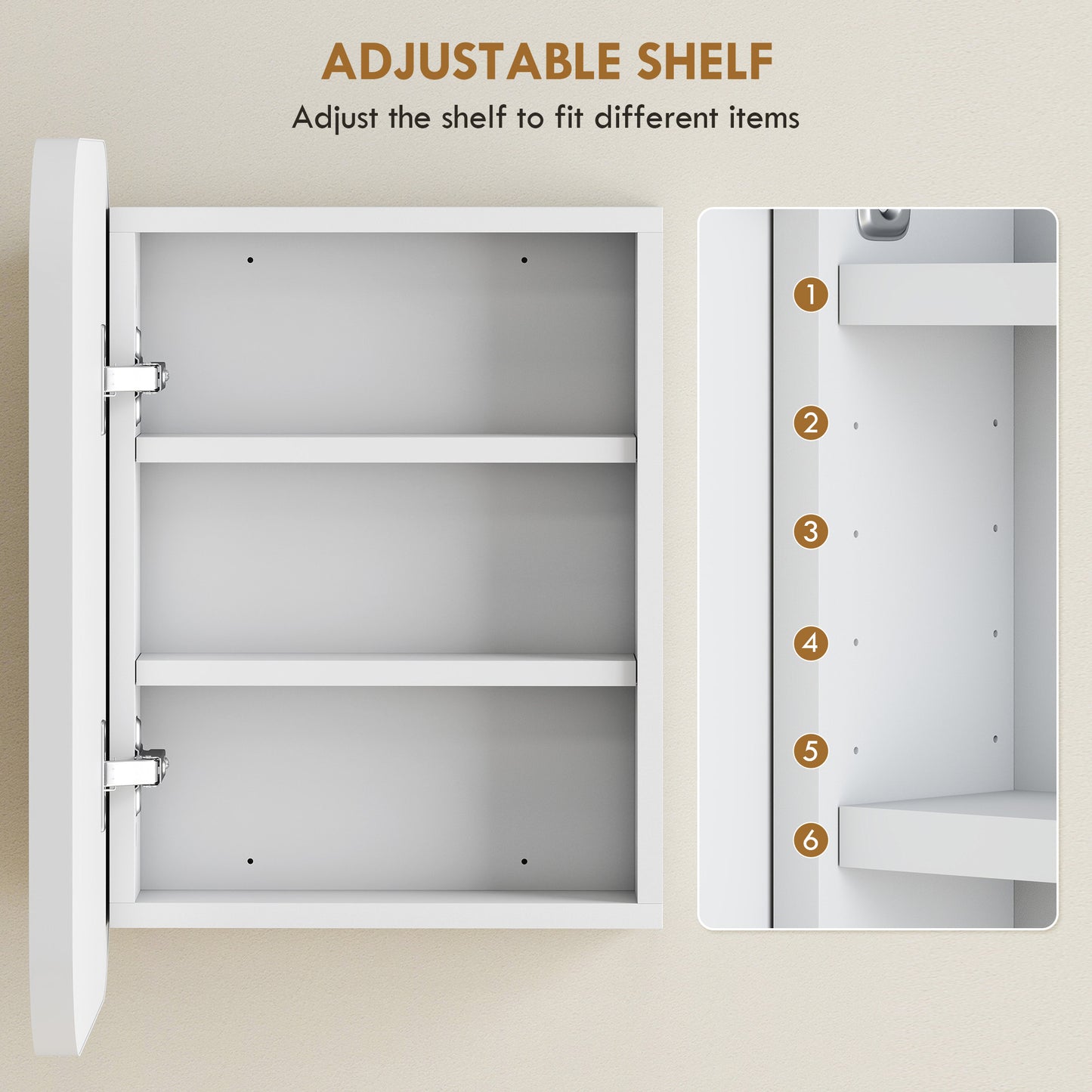 Wall Mounted Bathroom Cabinet with Mirror Adjustable Shelves White