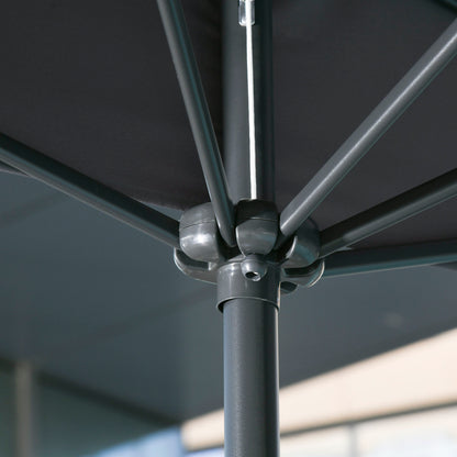 Balcony Half Parasol Semi Round Umbrella Patio Crank Handle (2.3m, Grey)- NO BASE INCLUDED