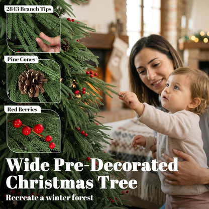 6ft Predecorated Artificial Christmas Tree, Hinged Xmas Tree, Green