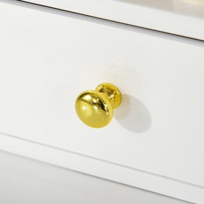 Dressing Table Set with Mirror, Built-in 3 Color LED Light, Vanity Makeup Table with 4 Drawers and Cushioned Stool for Bedroom, White