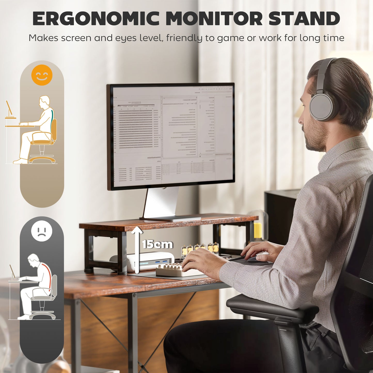 Reversible L Shaped Desk, Industrial Corner Computer Desk with Adjustable Shelf and Storage Bag,