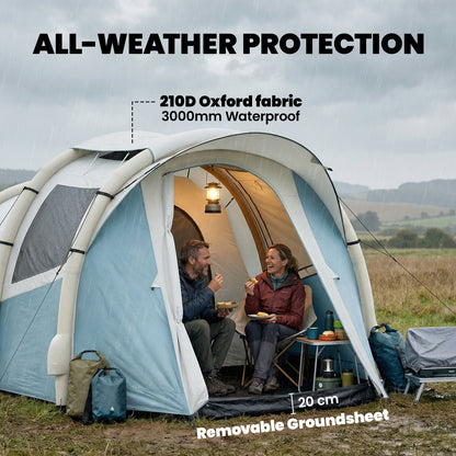 Inflatable Camping Tent w/ Air Pump, 2-3 Person Blow Up Tent, Blue