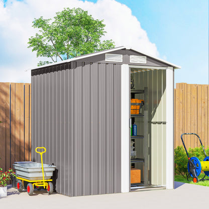 5ft x 4.3ft Outdoor Metal Storage Shed with Sliding Door Sloped Roof