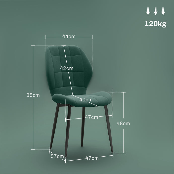 Modern Style Kitchen Chairs Set of 4 with Flannel Upholstered, Dark Green