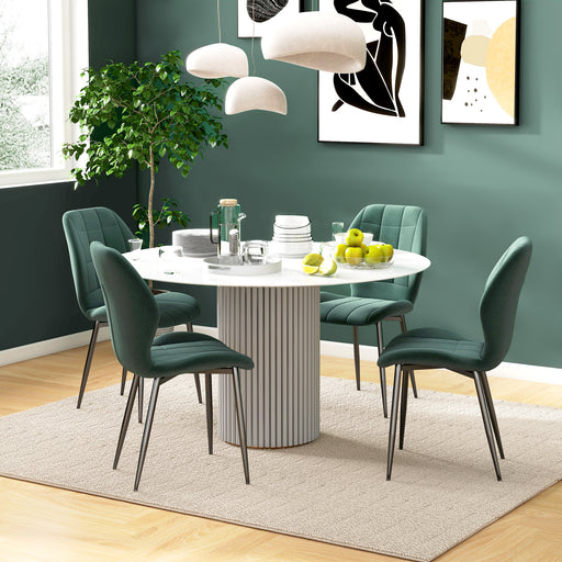 Modern Style Kitchen Chairs Set of 4 with Flannel Upholstered, Dark Green