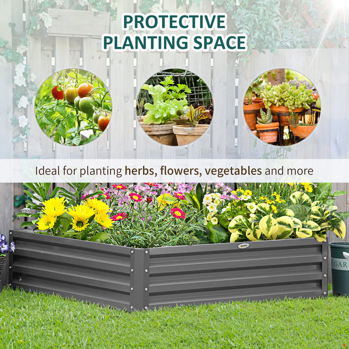 432L Square Raised Garden Bed Box Steel Frame for Vegetables, Flowers and Herbs, 120 x 120 x 30cm, Grey