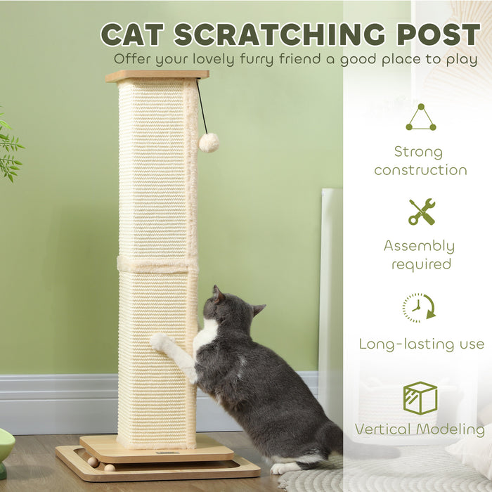 87cm Cat Scratching Post 3 in 1 Cat Scratcher w/ Track Ball Toy