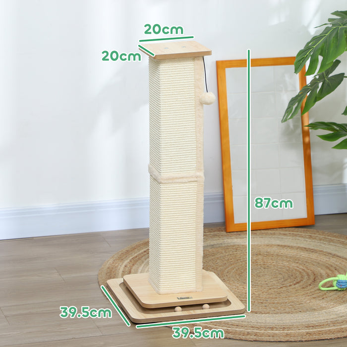 87cm Cat Scratching Post 3 in 1 Cat Scratcher w/ Track Ball Toy