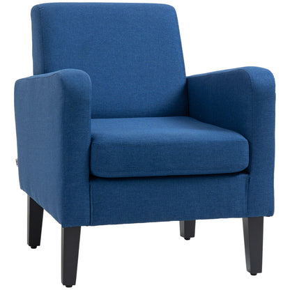 Modern Armchair Accent Chair with Rubber Wood Legs for Bedroom Blue