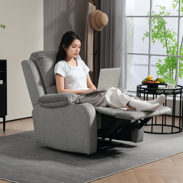 Recliner Armchair for Living Room, Recliner Chair with Cup Holder Grey