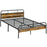 Double Bed Frame with Headboard, No Box Spring Needed, Rustic Brown