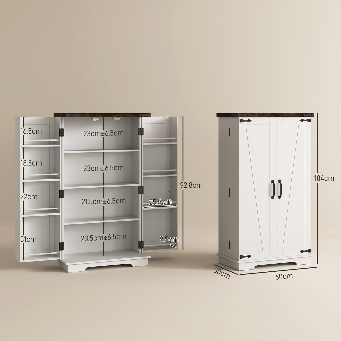 Kitchen Cupboard Pantry Cabinet with Adjustable Shelves White