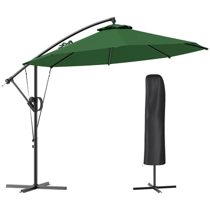 3(m) Cantilever Banana Parasol with Cover Wind Strap UPF50+Green