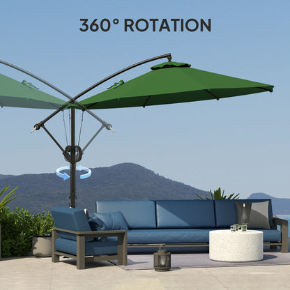 3(m) Cantilever Banana Parasol with Cover Wind Strap UPF50+Green