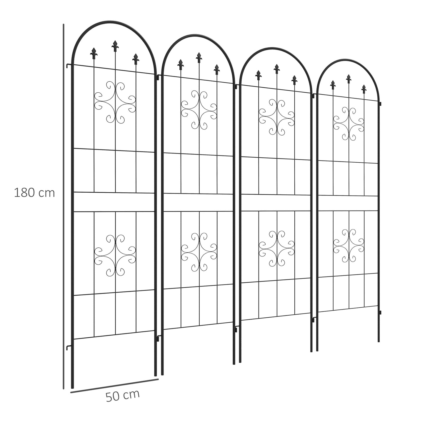 Set of 4 Metal Trellis for Climbing Plants, Arrow Design