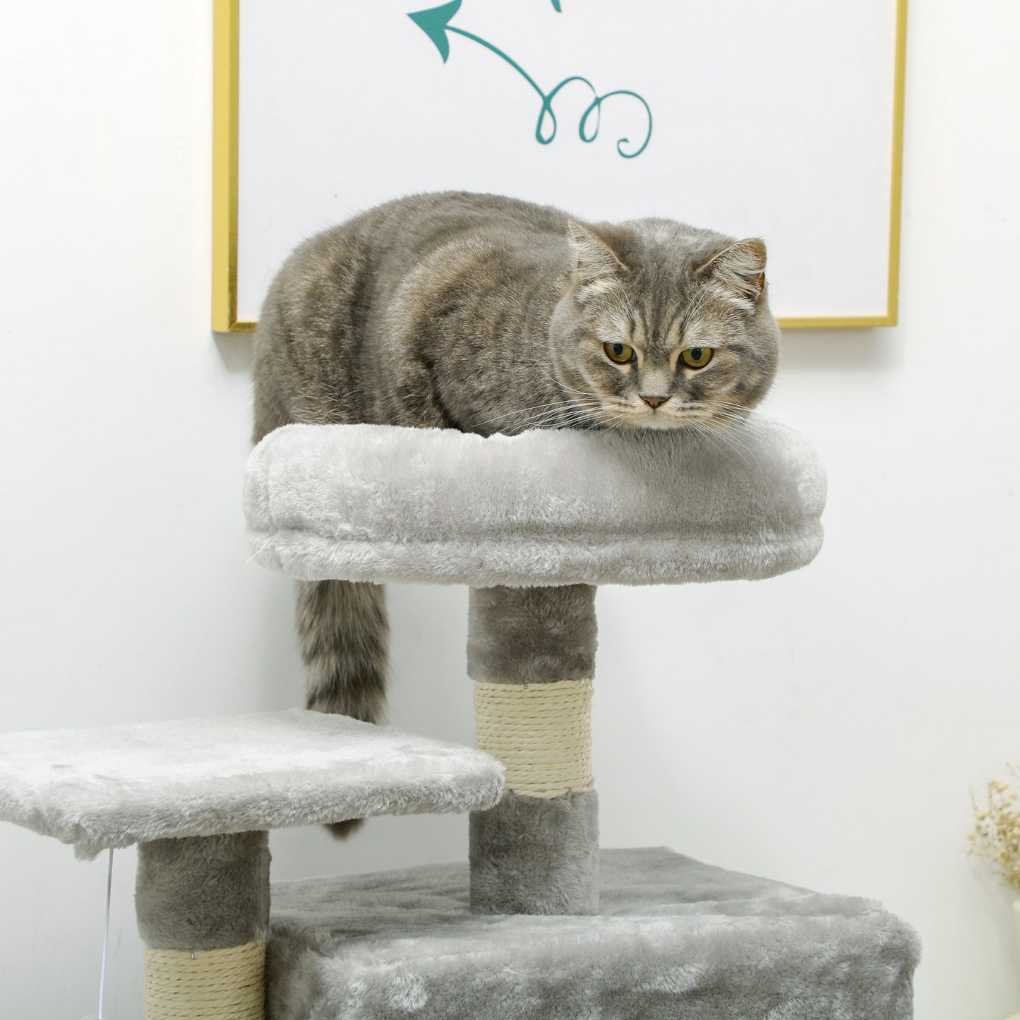132cm Multi-Activity Cat Tree w/ House, Bed, Ladder, Scratch Post - Grey