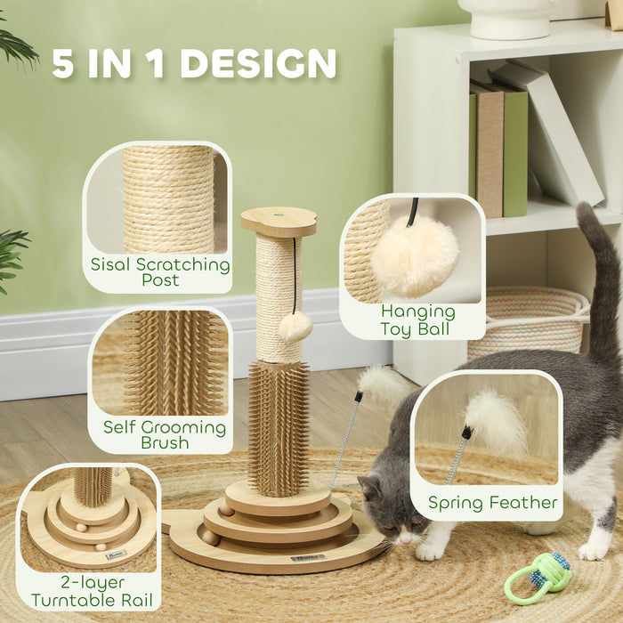 49cm Cat Scratching Post with Interactive Track Ball Toy for Indoor