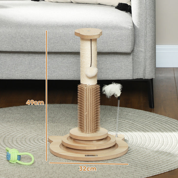 49cm Cat Scratching Post with Interactive Track Ball Toy for Indoor