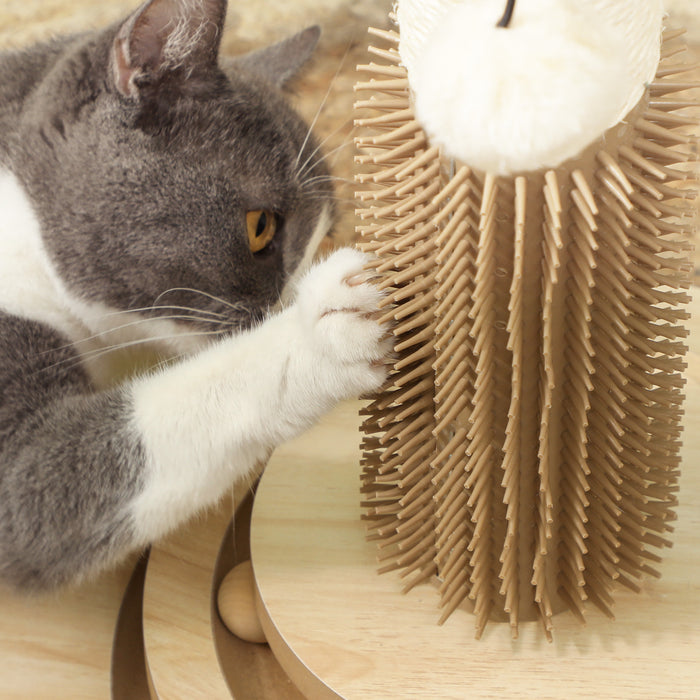 49cm Cat Scratching Post with Interactive Track Ball Toy for Indoor