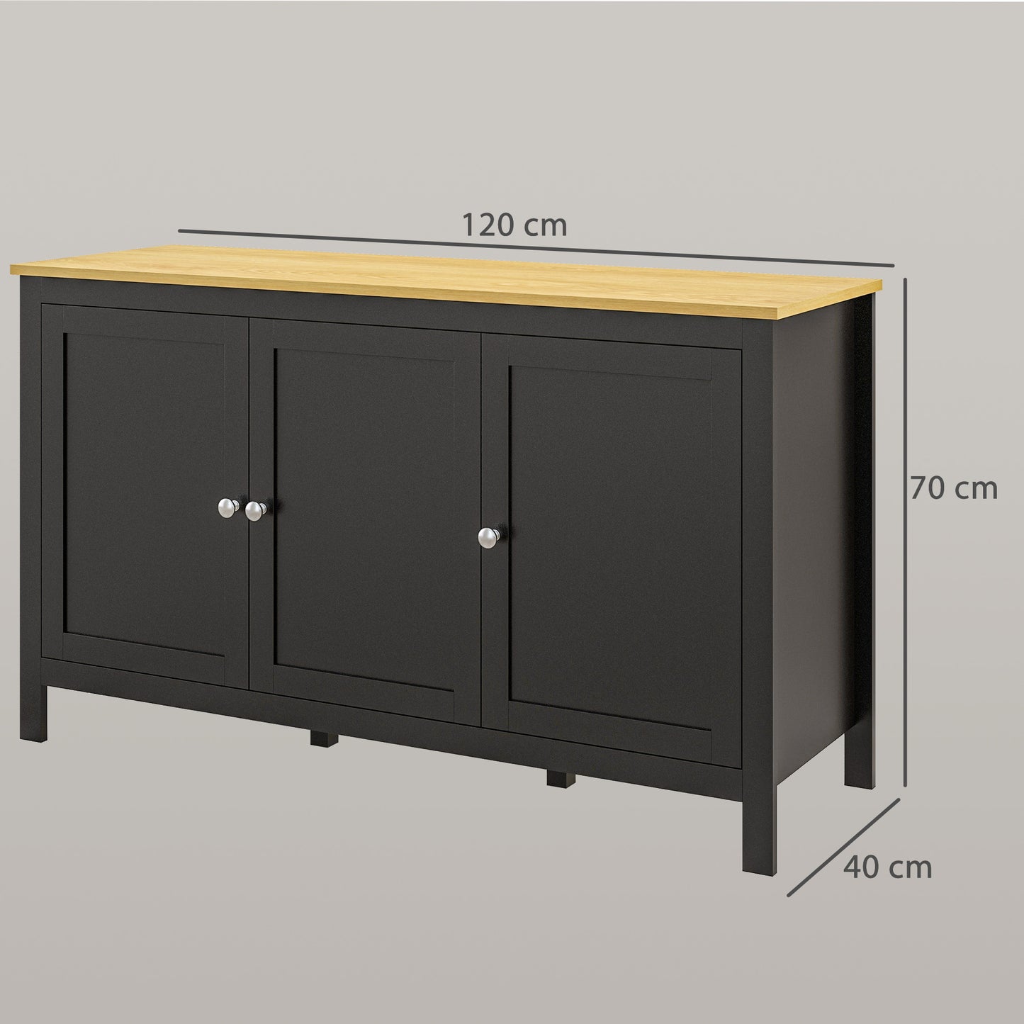 Sideboard Buffet Storage Cabinet, Storage Cabinet with Doors, Black