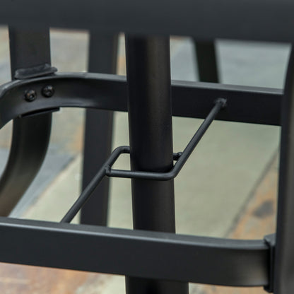 Garden Dining Set, Glass Table w/ Umbrella Hole Grey