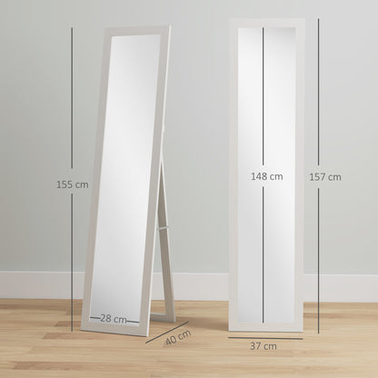 37 x 157 cm Full Length Mirror with Frame for Bedroom, White