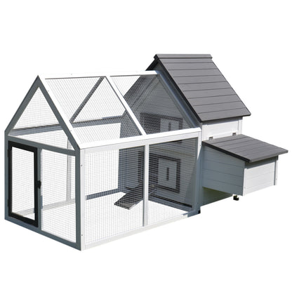 Wooden Chicken Coop Hen House Enclosure Garden with Ramp Run Nesting Box