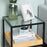 Glass Top Side Table, 3-Tier End Table with Storage Shelves, Nightstand with Steel Frame for Bedroom