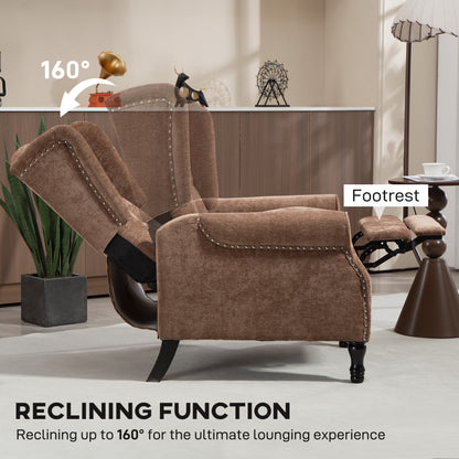 Manual Reclining Armchair Recliner with Footrest Brown