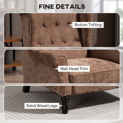 Manual Reclining Armchair Recliner with Footrest Brown