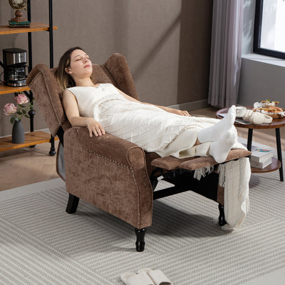 Manual Reclining Armchair Recliner with Footrest Brown
