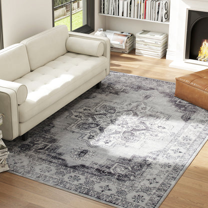Flannel Non-Slip Washable Rug for Living Room, 290 x 200 cm, Grey