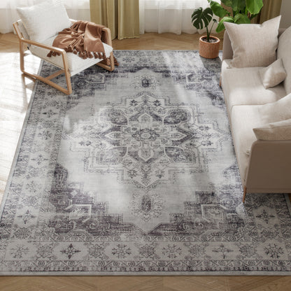 Flannel Non-Slip Washable Rug for Living Room, 290 x 200 cm, Grey