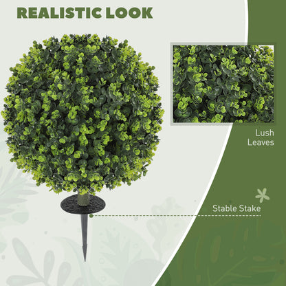 Set of 2 40cm Artificial Boxwood Topiary Ball Bush for Indoor Outdoor